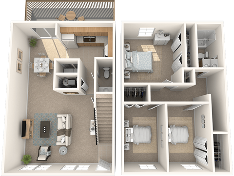 Floor plan for 3 beds, 1.5 baths, 1119 sqft
